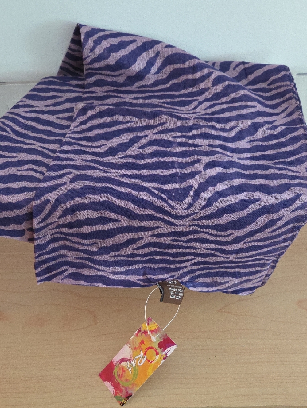Raj NWT Purple and Lavender Zebra Print Lightweight Scarf